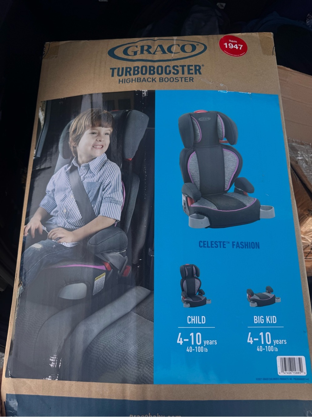 Graco Turbobooster Highback Booster Car Seat - Celeste Fashion (Black/Purple)